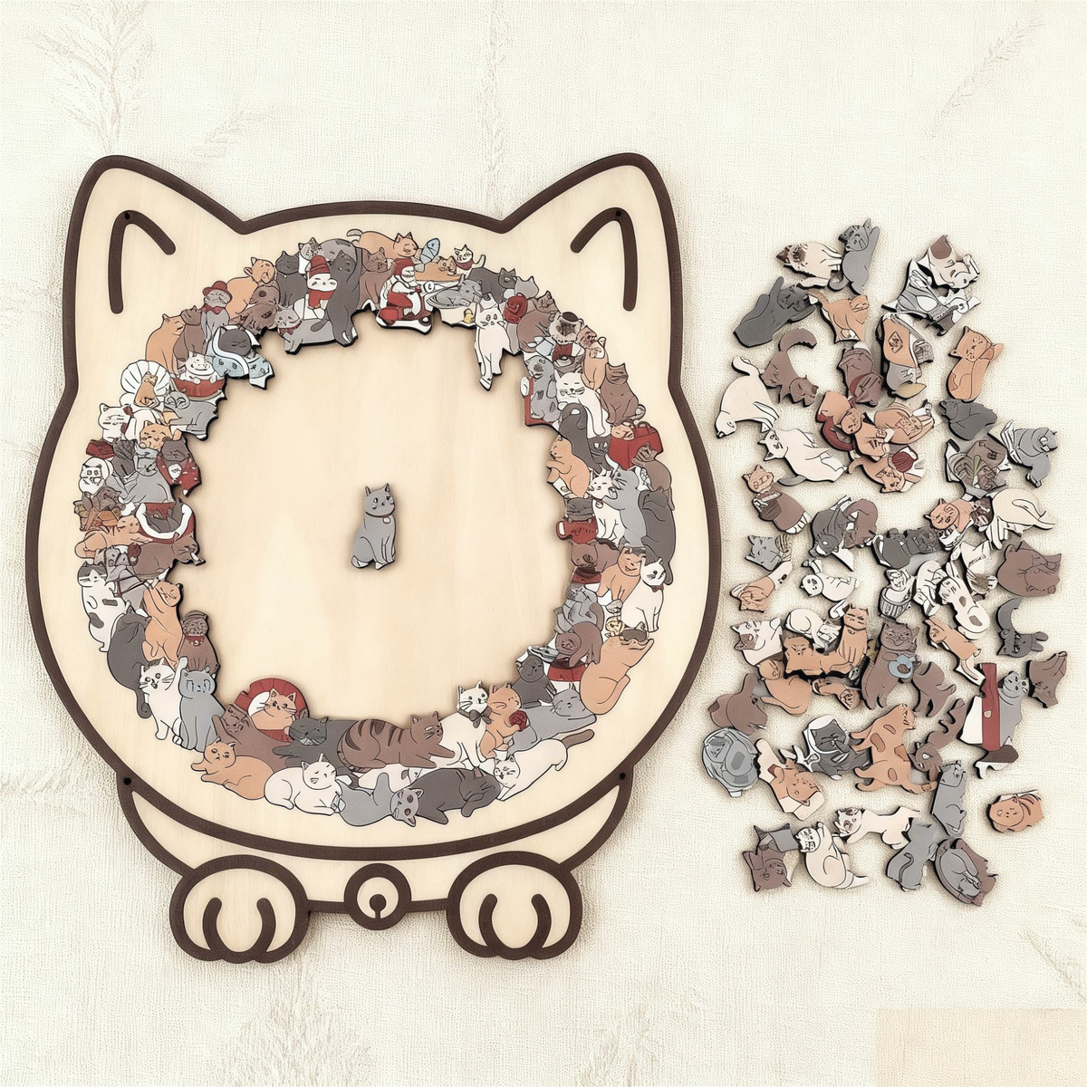 WhiskerCraft – 135-teiliges Katzen-Holzpuzzle