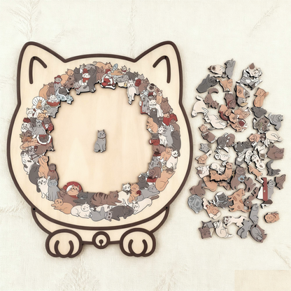 WhiskerCraft – 135-teiliges Katzen-Holzpuzzle