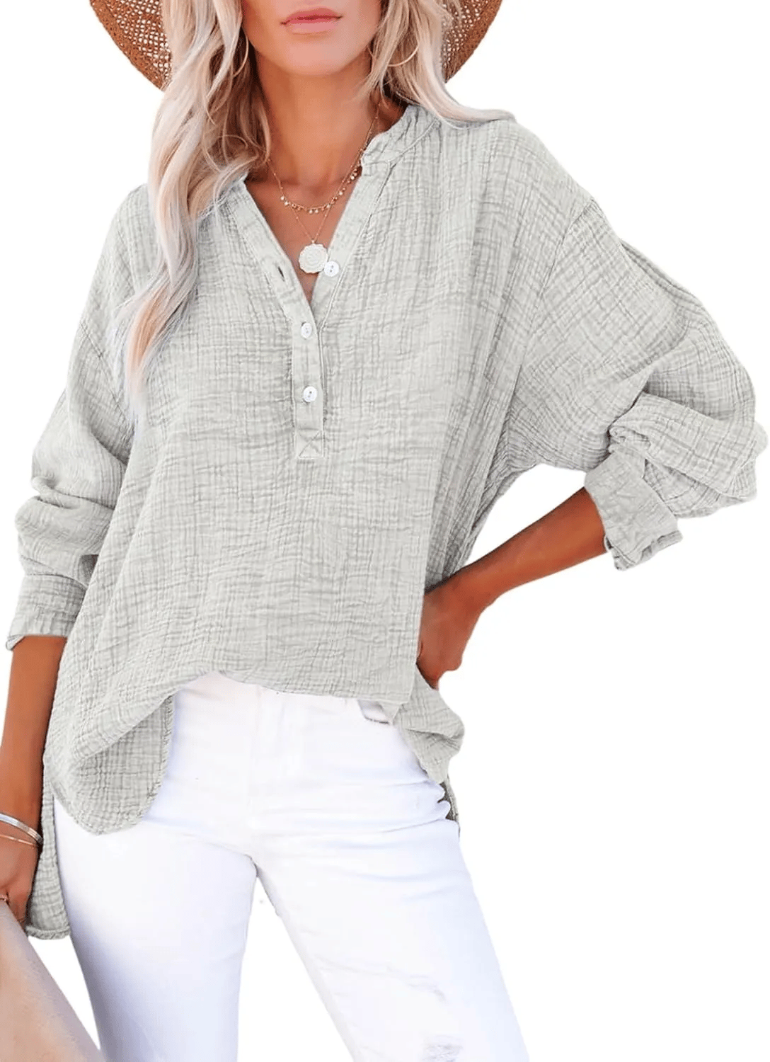 BreezyCharm Oberteil – Oversized-Bluse mit Struktur