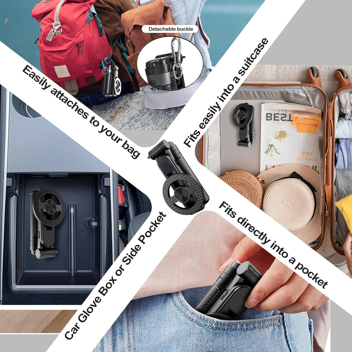SnapPro – Mini palo selfie magnético multifuncional 4 en 1