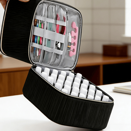 PolishPro – Estuche organizador de esmalte de uñas de doble capa de lujo