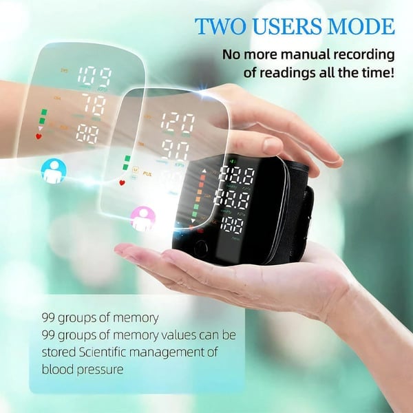 Handgelenk-Blutdruckmessgerät – LED-Display, verstellbar, Gesundheits-Tracking