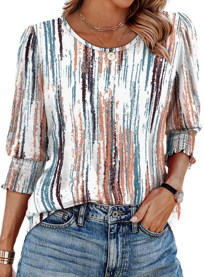 StyleBreeze – Blusa elegante de corte relajado con manga 3/4