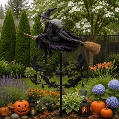 WitchWhirl – Molinillo de viento para jardín de Halloween encantado