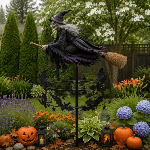 WitchWhirl – Molinillo de viento para jardín de Halloween encantado