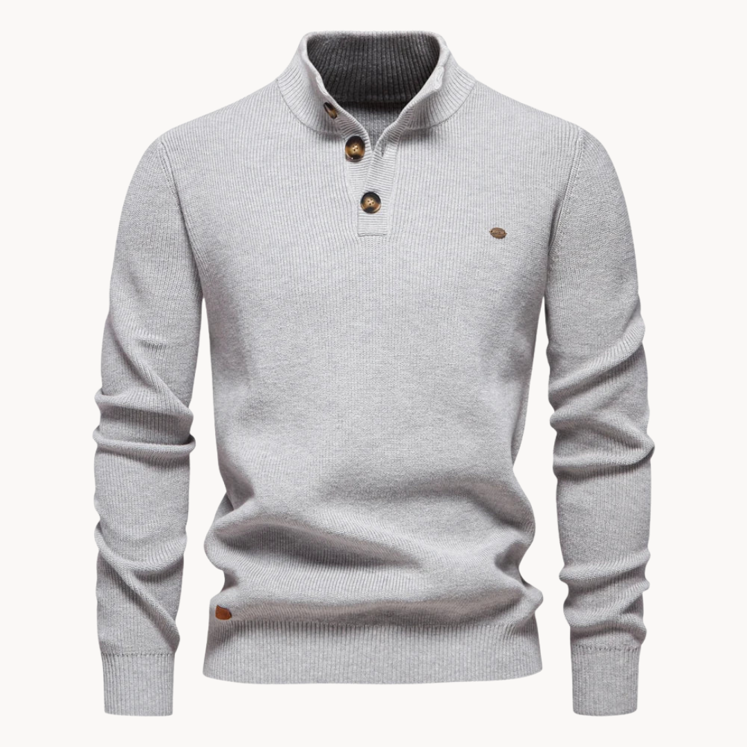 Ashton Button Mockneck Sweater | ALEVITA