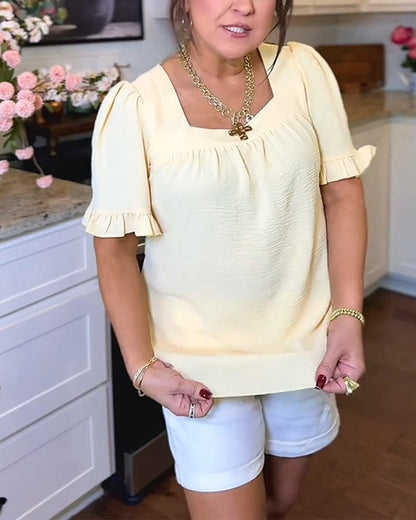 VibeLuxe – Camisa elegante con mangas de volantes