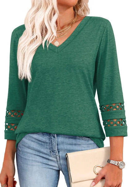 ClairaMode | Locker geschnittenes Damen-T-Shirt mit V-Ausschnitt