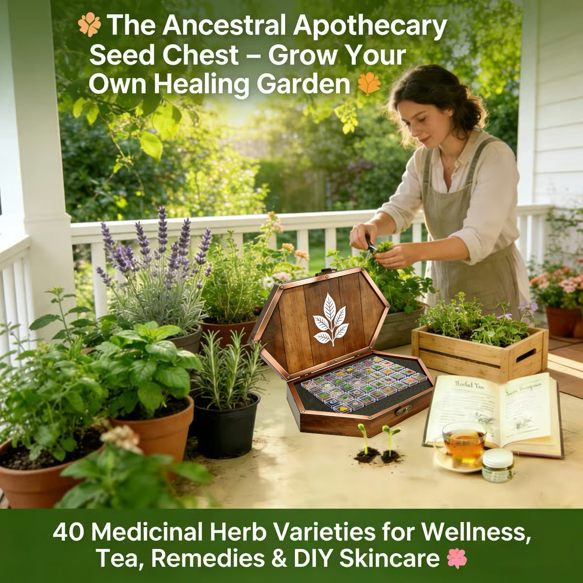 🌿El Cofre de Semillas del Boticario Ancestral: 40 Variedades de Semillas de Hierbas Medicinales 🌱
