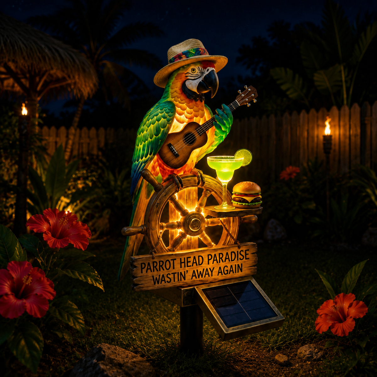 NatureGlow – Decoración de jardín de loros con iluminación solar