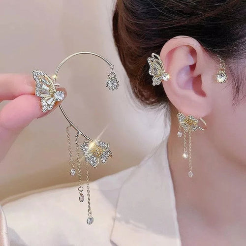 ButterGlow – Pendientes de flecos de mariposa de circonita cúbica