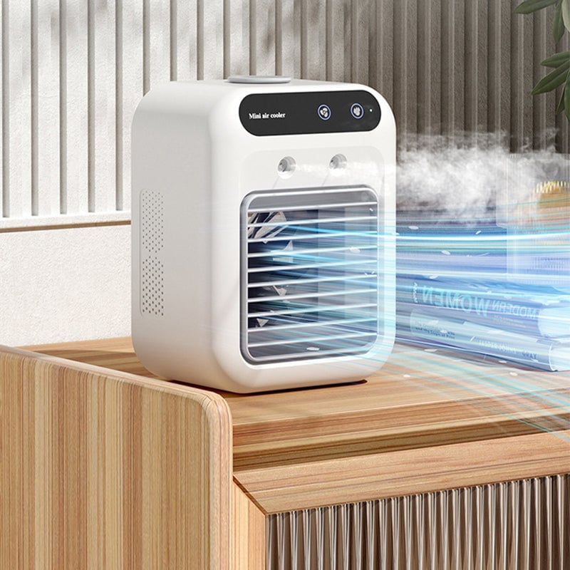 BreezeMist – Mini Ventilador Rociador Refrigerante