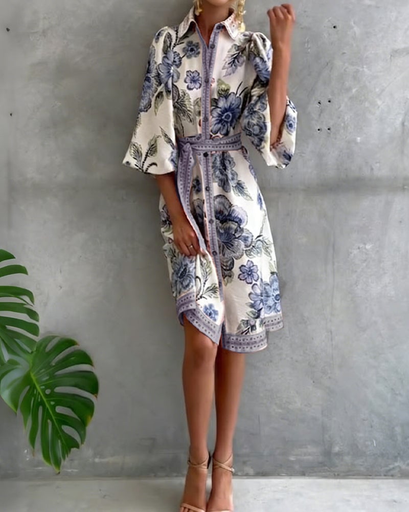 Vestido Estampado Línea A – Elegancia Fluida