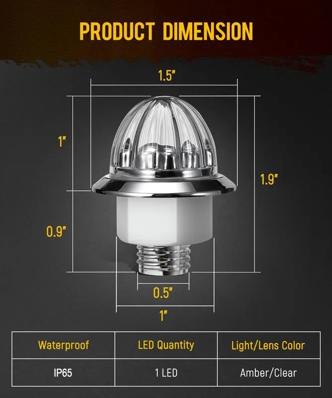 LumaSignal – Luz de posición lateral ámbar de sandía de 3.ª generación