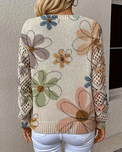 LaceWeave | Suéter de punto calado con cuello en V