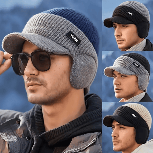 FrostGuard – Winter-Strickmütze mit Ohrenklappen für Herren