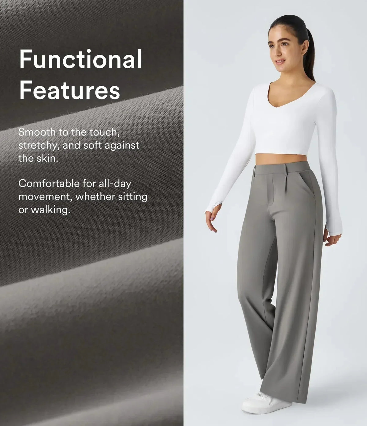 EleganceFit – Pantalones casuales rectos de talle alto
