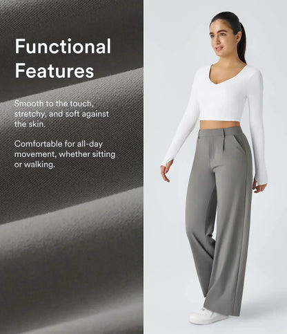 EleganceFit – Pantalones casuales rectos de talle alto