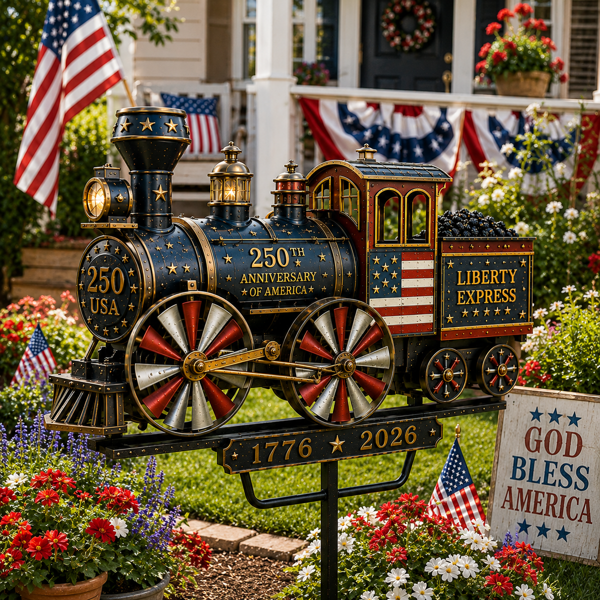 AmericanLegacy – Decoración Vintage de Jardín Tren de Viento
