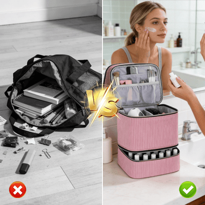 PolishPro – Estuche organizador de esmalte de uñas de doble capa de lujo