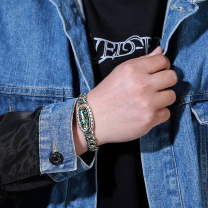 ZenAura – Türkis-Mantra-Dzi-Perlenarmband