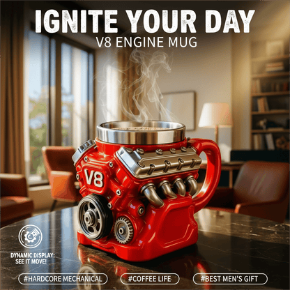 ⚡Ultimative V8-Motor Edelstahl-3D-Tasse & ein Traum für jeden Autoliebhaber✨