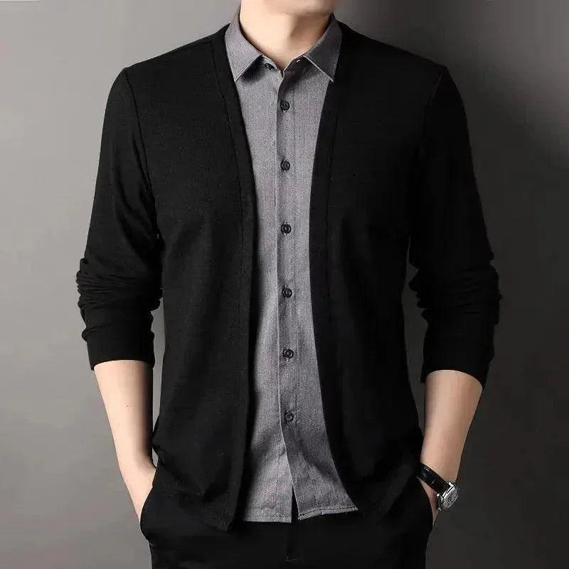 Cardigan Illusion™ – 2-in-1 Lagenlook-Shirt & Cardigan