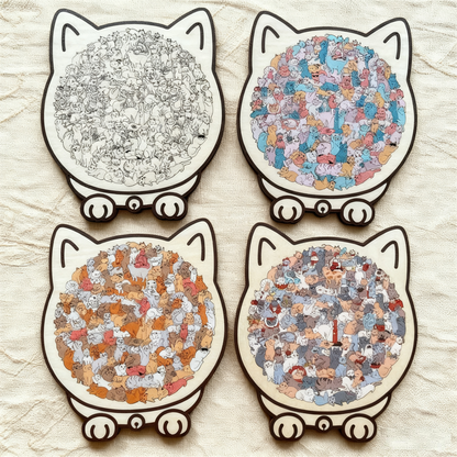 WhiskerCraft – 135-teiliges Katzen-Holzpuzzle