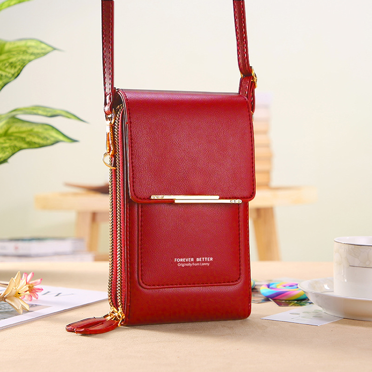 VistaPouch – Cartera bandolera para mujer con pantalla táctil, sencilla y elegante