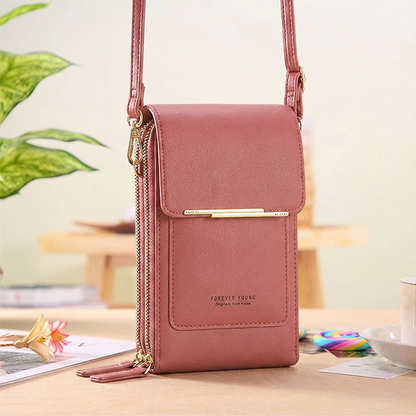 VistaPouch – Cartera bandolera para mujer con pantalla táctil, sencilla y elegante
