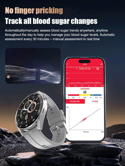 🔥HW schmerzfreie Blutzucker-GANZTÄGIGE Überwachung Smart Bluetooth Uhr