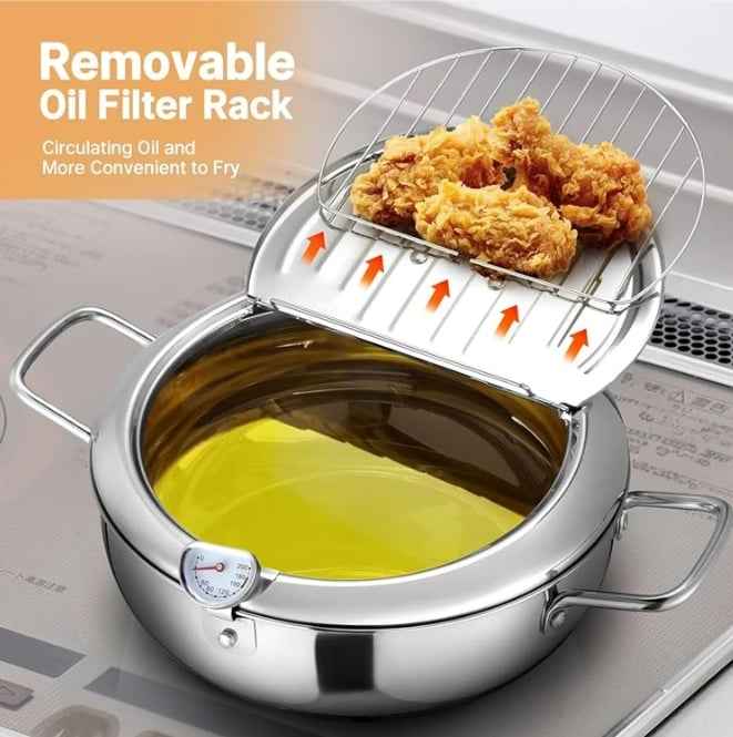 CookForge – Sistema de sartén y rejilla de control de aceite de acero inoxidable de primera calidad