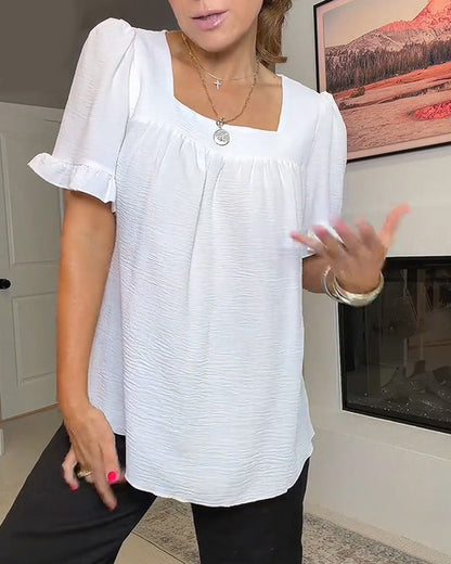 VibeLuxe – Camisa elegante con mangas de volantes