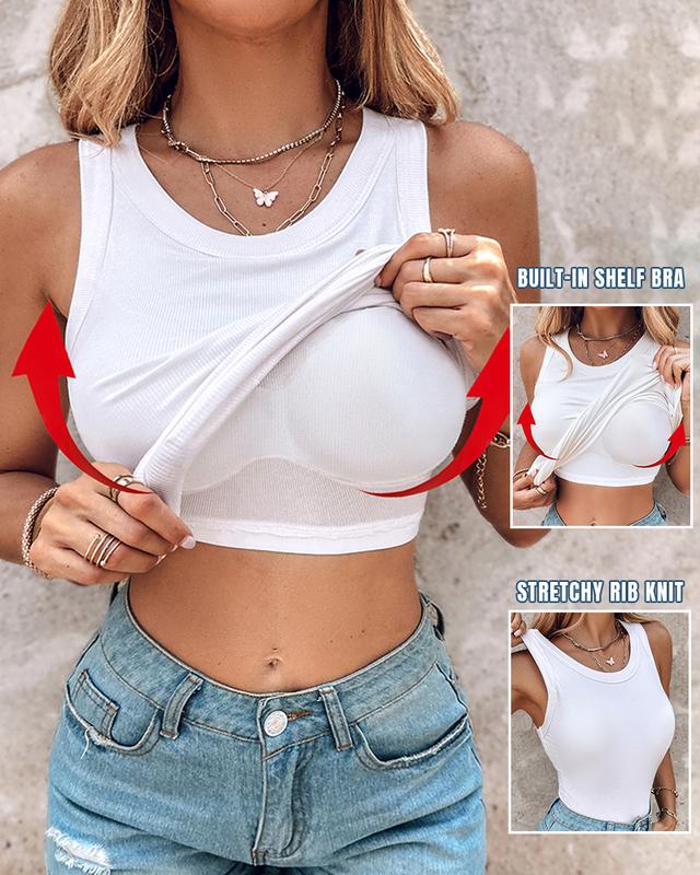 EaseWear – Sujetador acanalado de cuello redondo informal