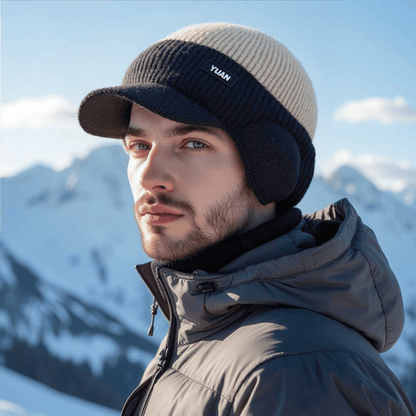 FrostGuard – Winter-Strickmütze mit Ohrenklappen für Herren