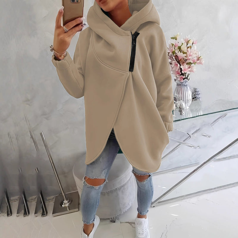 FlexiCurve – Sudadera con capucha y media cremallera de tallas grandes elegante