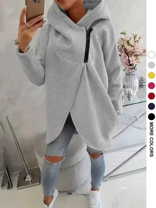 FlexiCurve – Sudadera con capucha y media cremallera de tallas grandes elegante