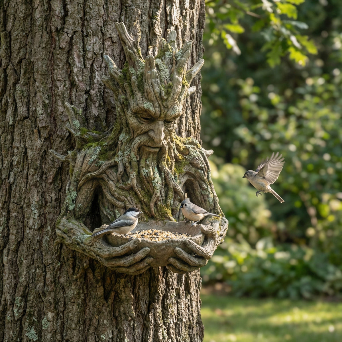 Das stille Opfer: Eine baumintegrierte Vogelfutter-Skulptur