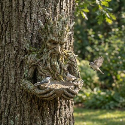 Das stille Opfer: Eine baumintegrierte Vogelfutter-Skulptur