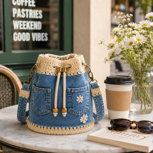 DaisyDenim – Bolso bucket de ganchillo
