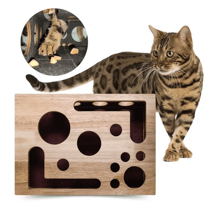 PawPuzzle – Caja de enriquecimiento para gatos con rascador y juego
