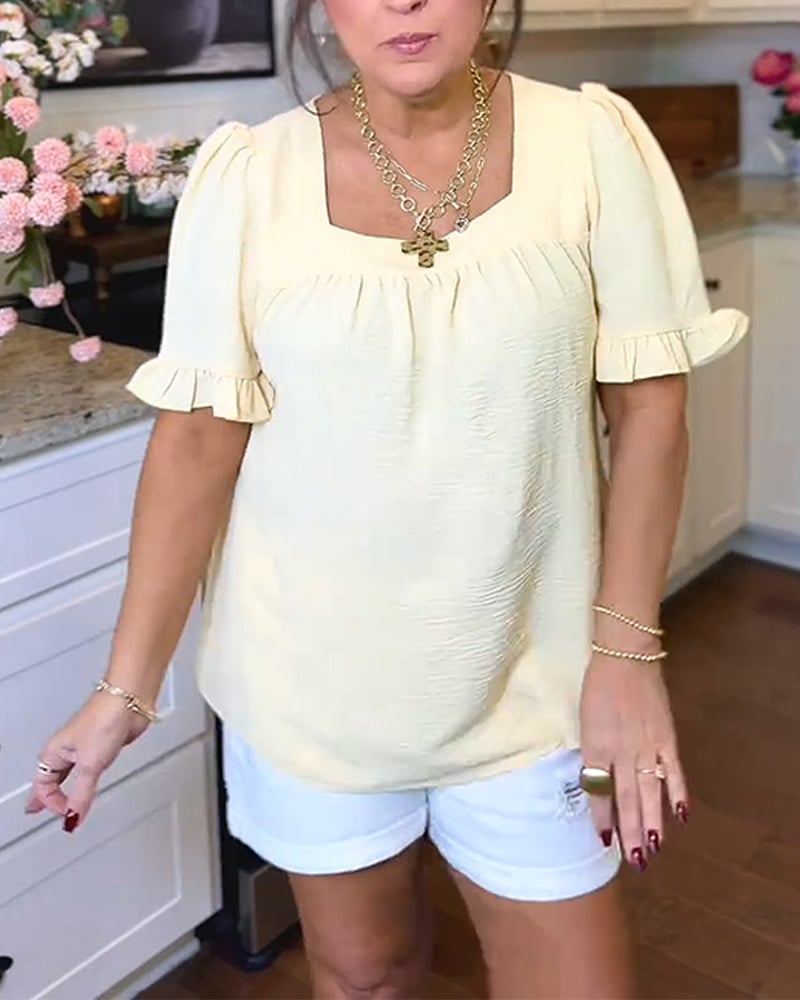 VibeLuxe – Camisa elegante con mangas de volantes