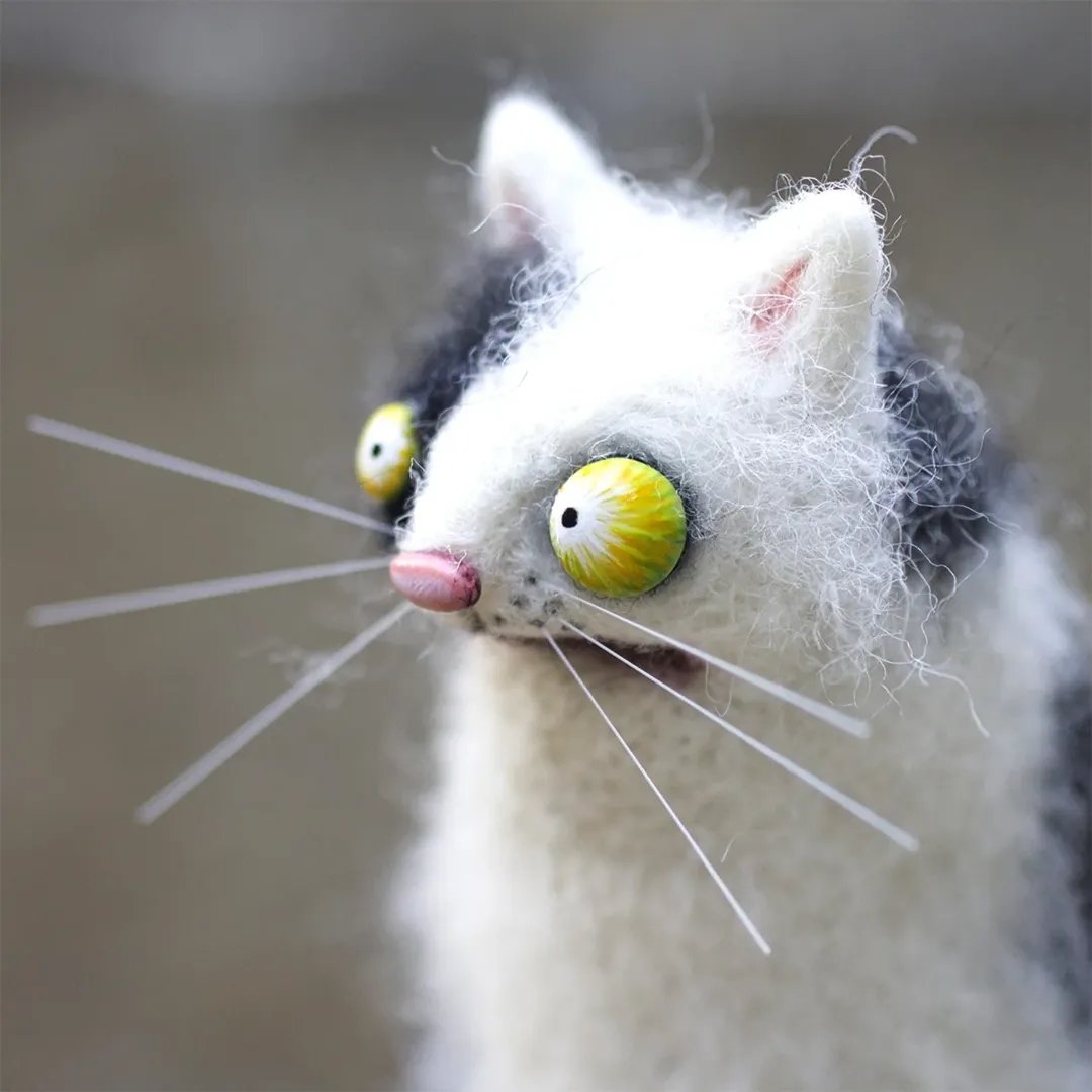 CurioCat - Figura de lana suave