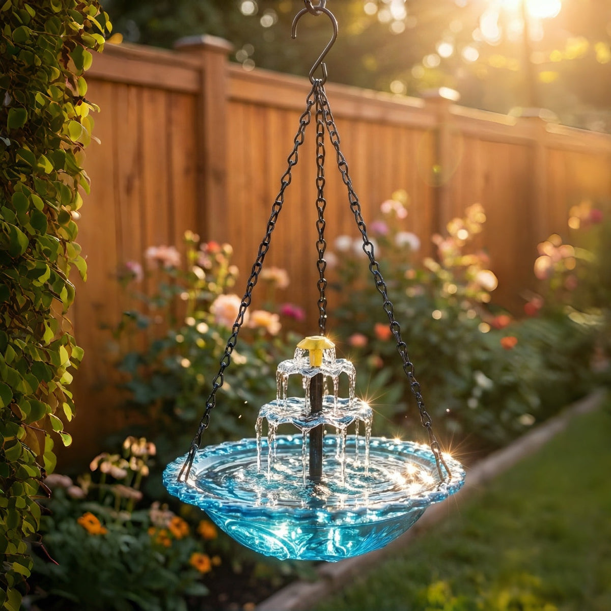 Fuente de baño para pájaros colgante Solar Cascade