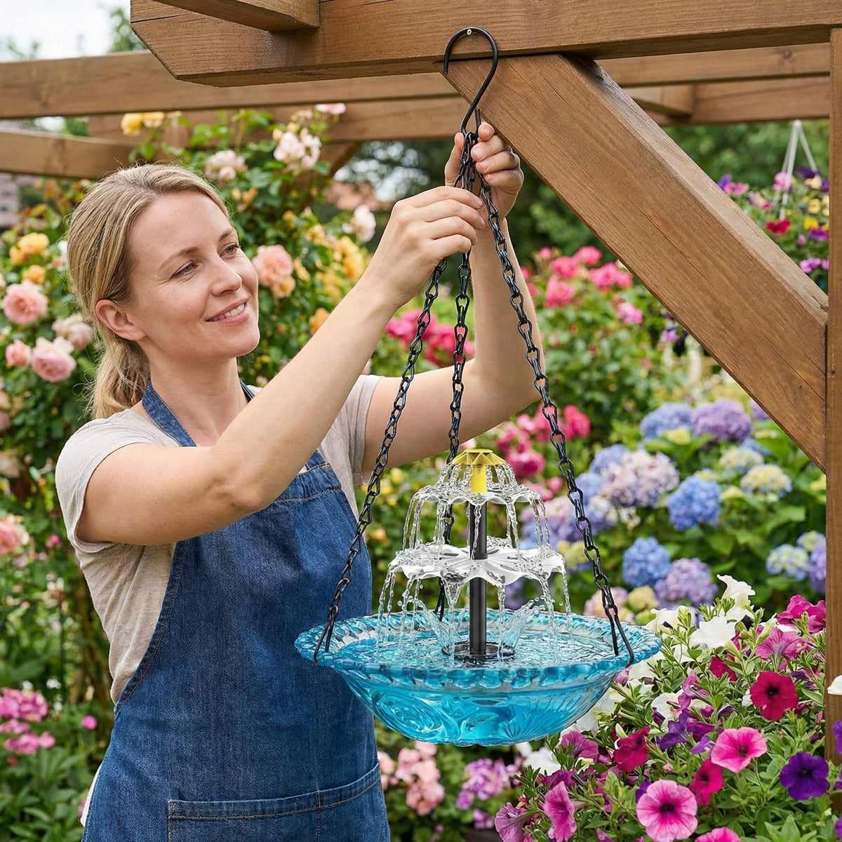 Fuente de baño para pájaros colgante Solar Cascade
