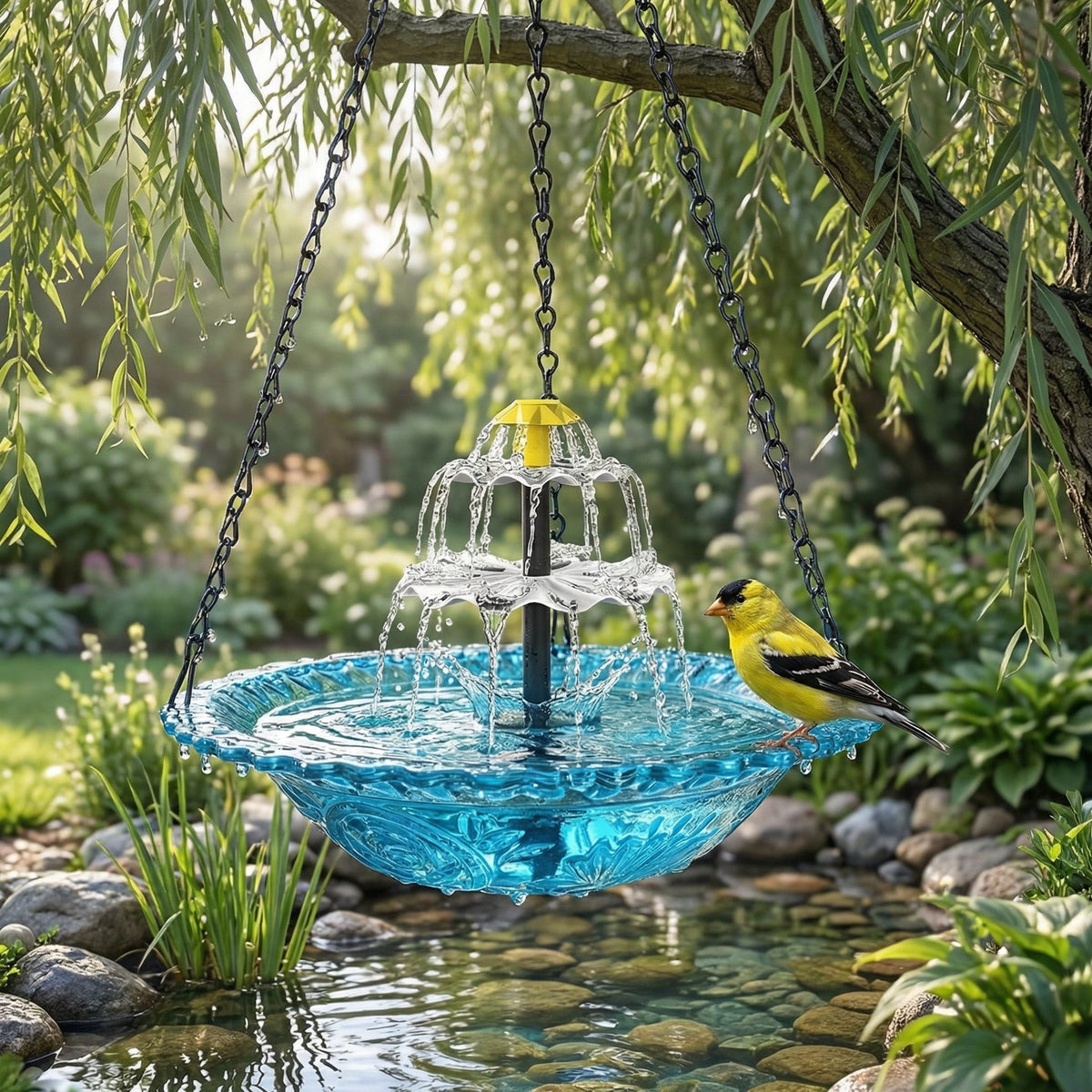 Fuente de baño para pájaros colgante Solar Cascade