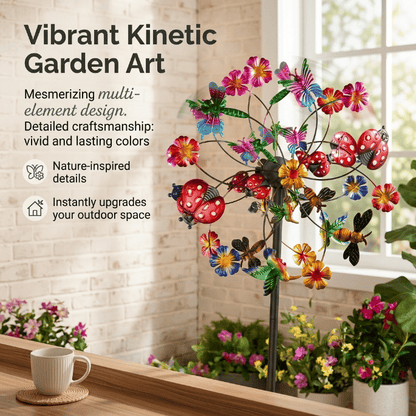 ☀️🌀 Molinetes de Viento para Exteriores con Flores Decorativas🌸 (Incluye soporte)