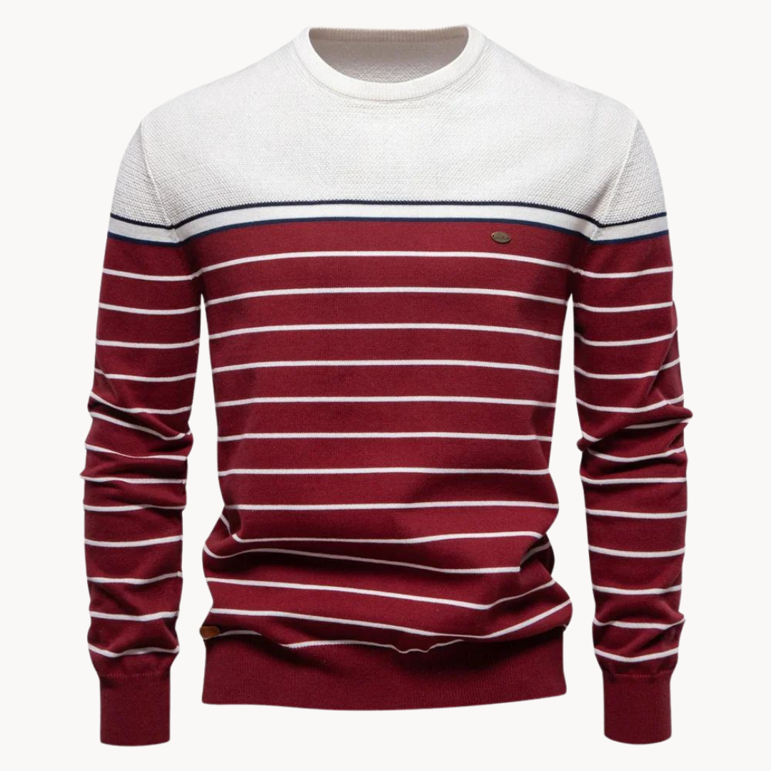 Gestreifter Baumwollpullover im Atlantic-Stil | ALEVITA