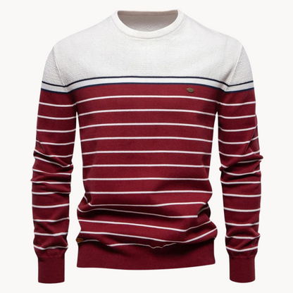 Gestreifter Baumwollpullover im Atlantic-Stil | ALEVITA