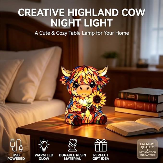 CowzyGlow - Luz nocturna LED de vaca de las Highlands